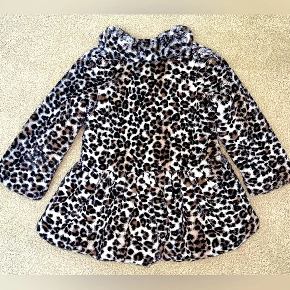 Juicy Couture girls coat, faux fur leopard print with pink lining, 3 T - Picture 2 of 5